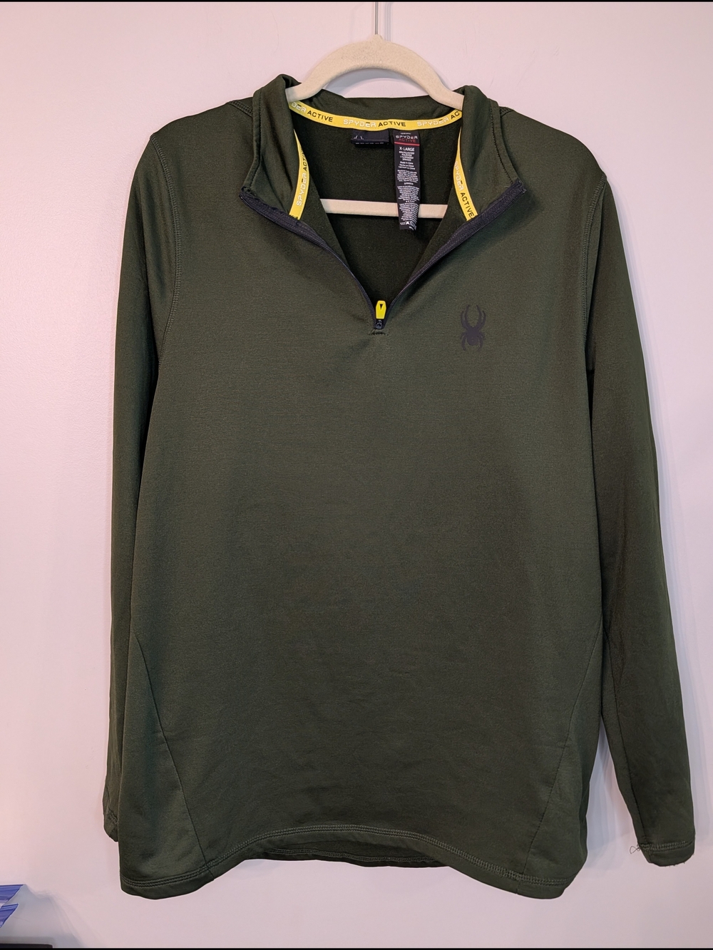 Spyder Men's Olive Green Quarter-Zip Pullover XL Nwot
